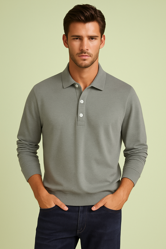 Theo Long-Sleeved Polo Shirt: Effortless Elegance