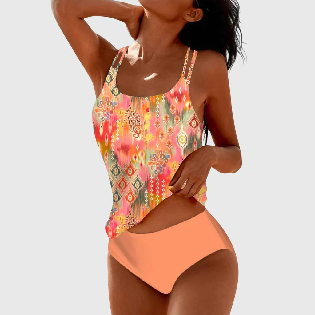 Aimee | Printed Strappy Tankini Swimsuit