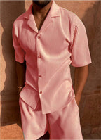 Alastair | Relaxed Fit Ribbed Button-Up Shirt and Shorts Set