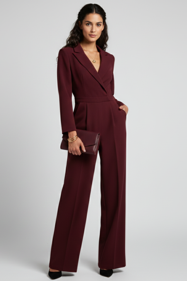 Azalea | Tailored Wrap-Front Wide-Leg Jumpsuit
