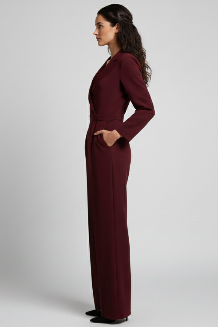 Azalea | Tailored Wrap-Front Wide-Leg Jumpsuit