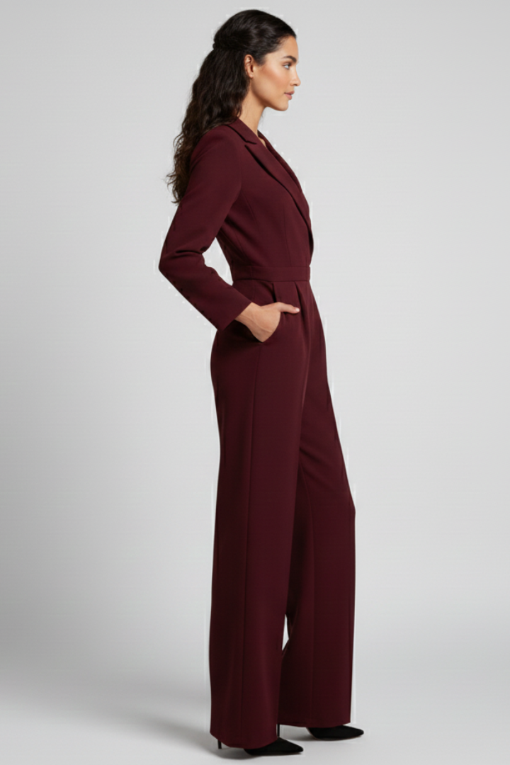 Azalea | Tailored Wrap-Front Wide-Leg Jumpsuit