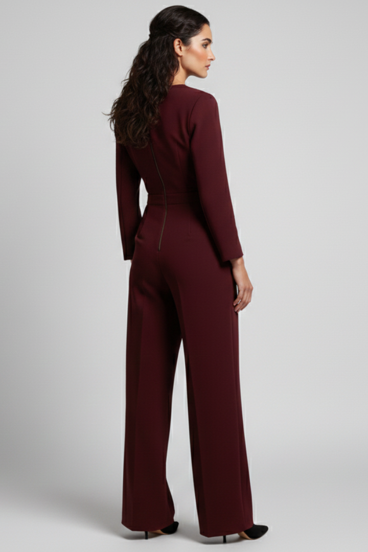 Azalea | Tailored Wrap-Front Wide-Leg Jumpsuit