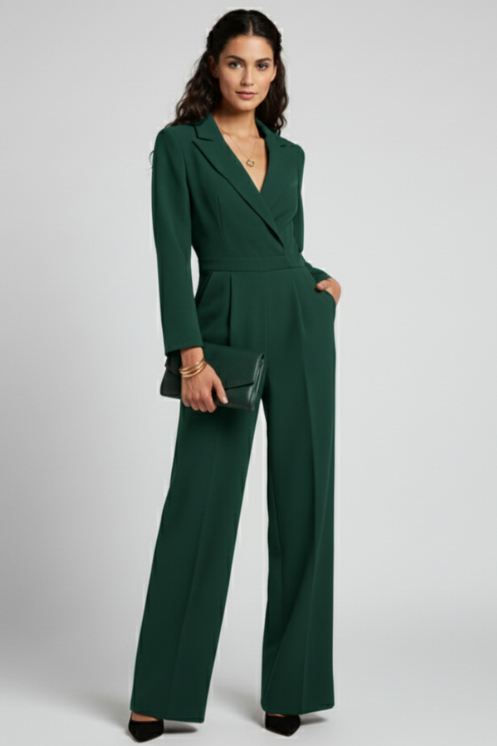 Azalea | Tailored Wrap-Front Wide-Leg Jumpsuit