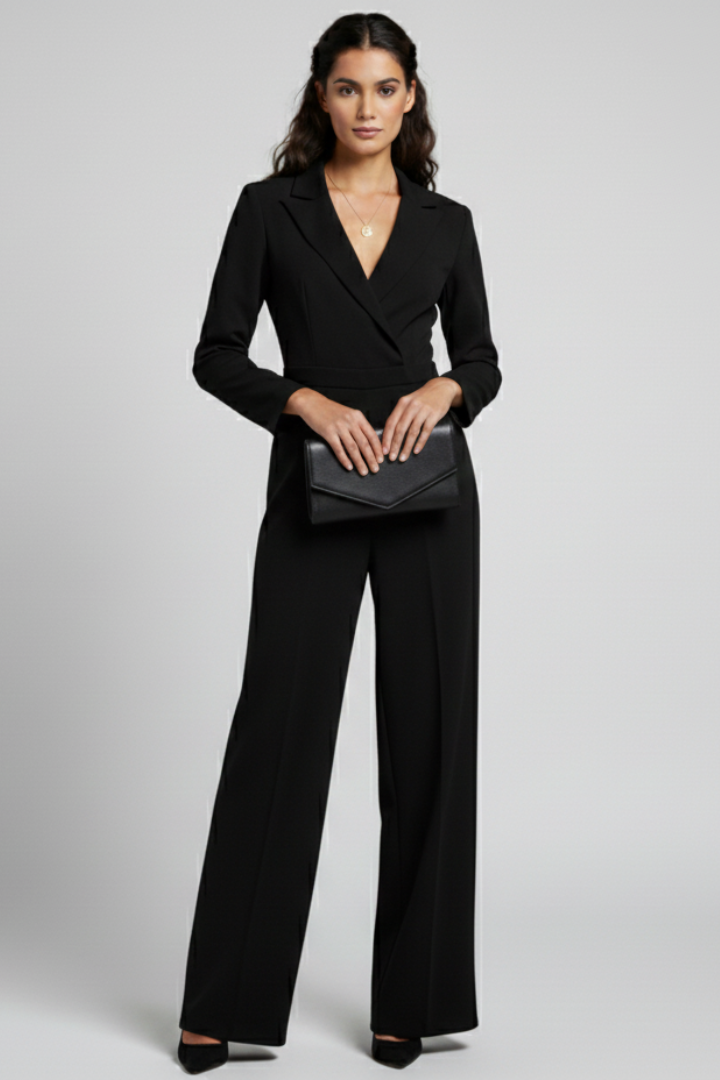 Azalea | Tailored Wrap-Front Wide-Leg Jumpsuit