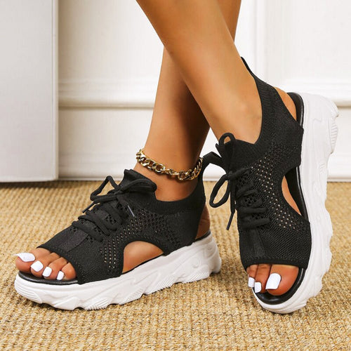 Azure | Knit Lace-Up Orthopedic Athletic Sandals