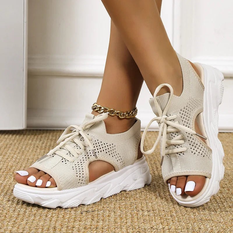 Azure | Knit Lace-Up Orthopedic Athletic Sandals