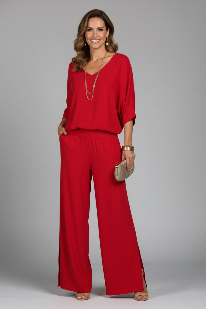 Azure | Relaxed Fit Two-Piece Wide-Leg Set
