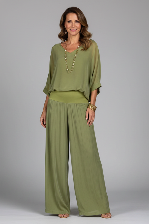Azure | Relaxed Fit Two-Piece Wide-Leg Set