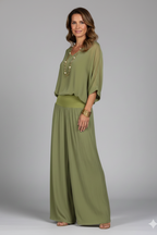 Azure | Relaxed Fit Two-Piece Wide-Leg Set