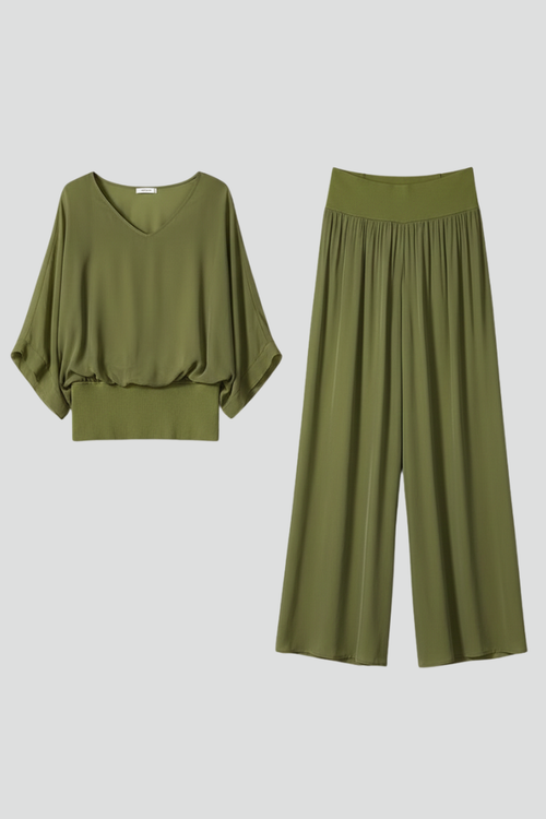 Azure | Relaxed Fit Two-Piece Wide-Leg Set