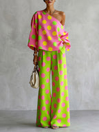 Beatrice | Loose Fit Wide Leg Polka Dot Pants