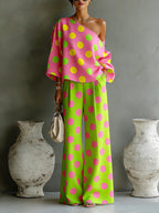 Beatrice | Loose Fit Wide Leg Polka Dot Pants