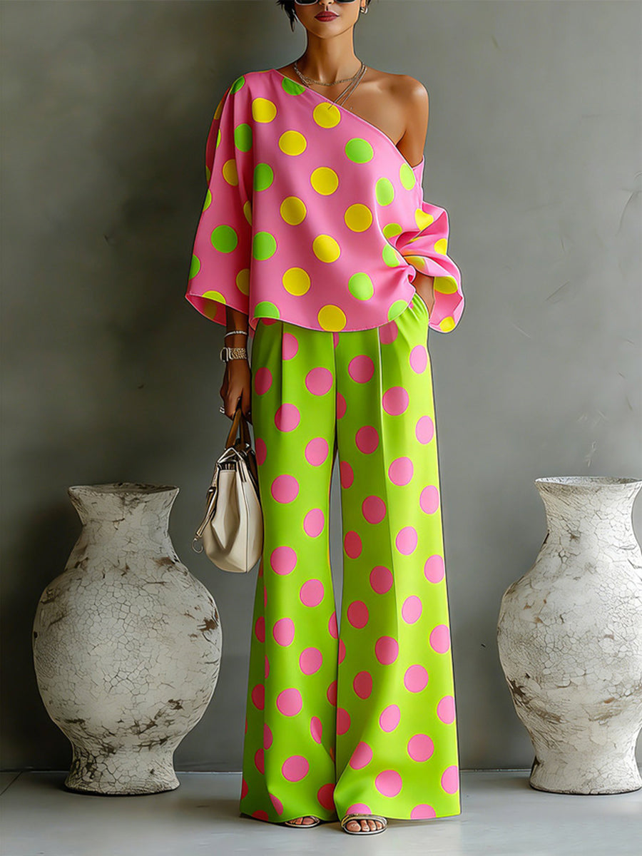 Beatrice | Loose Fit Wide Leg Polka Dot Pants