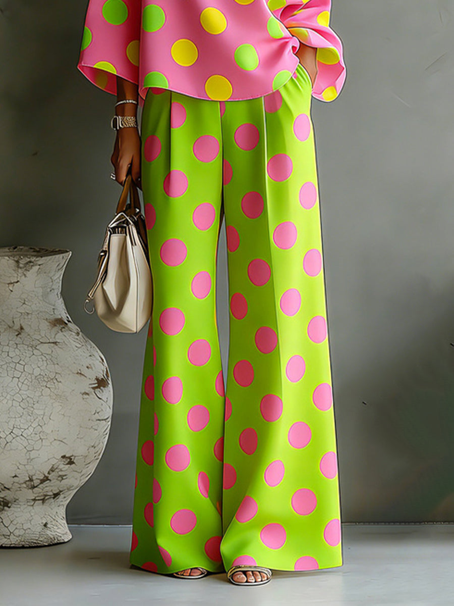 Beatrice | Loose Fit Wide Leg Polka Dot Pants