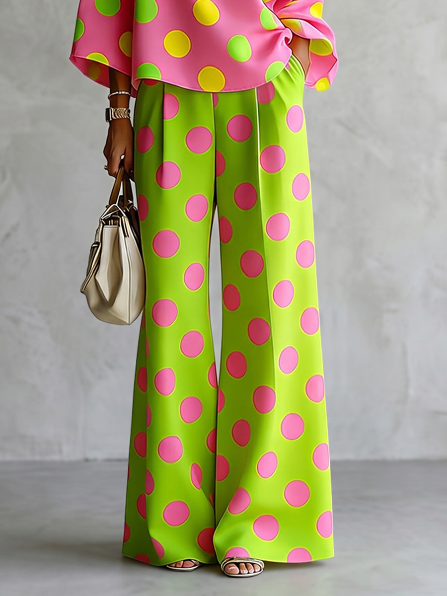 Beatrice | Loose Fit Wide Leg Polka Dot Pants