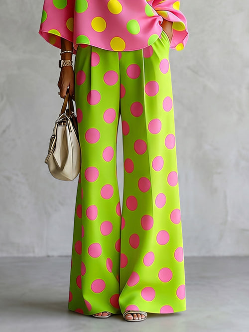 Beatrice | Loose Fit Wide Leg Polka Dot Pants