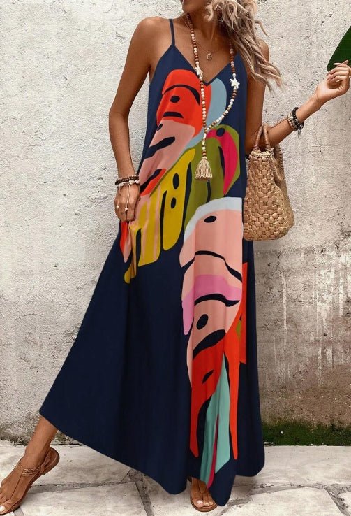 Blair | Relaxed Fit Sleeveless Tropical Print Maxi Dress