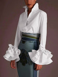 Bridget | Flared Sleeve Bow-Embellished Lapel Blouse