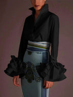 Bridget | Flared Sleeve Bow-Embellished Lapel Blouse