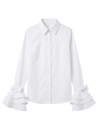 Bridget | Flared Sleeve Bow-Embellished Lapel Blouse