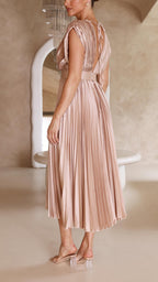 Carolina | Pleated V-Neck Midi Dress