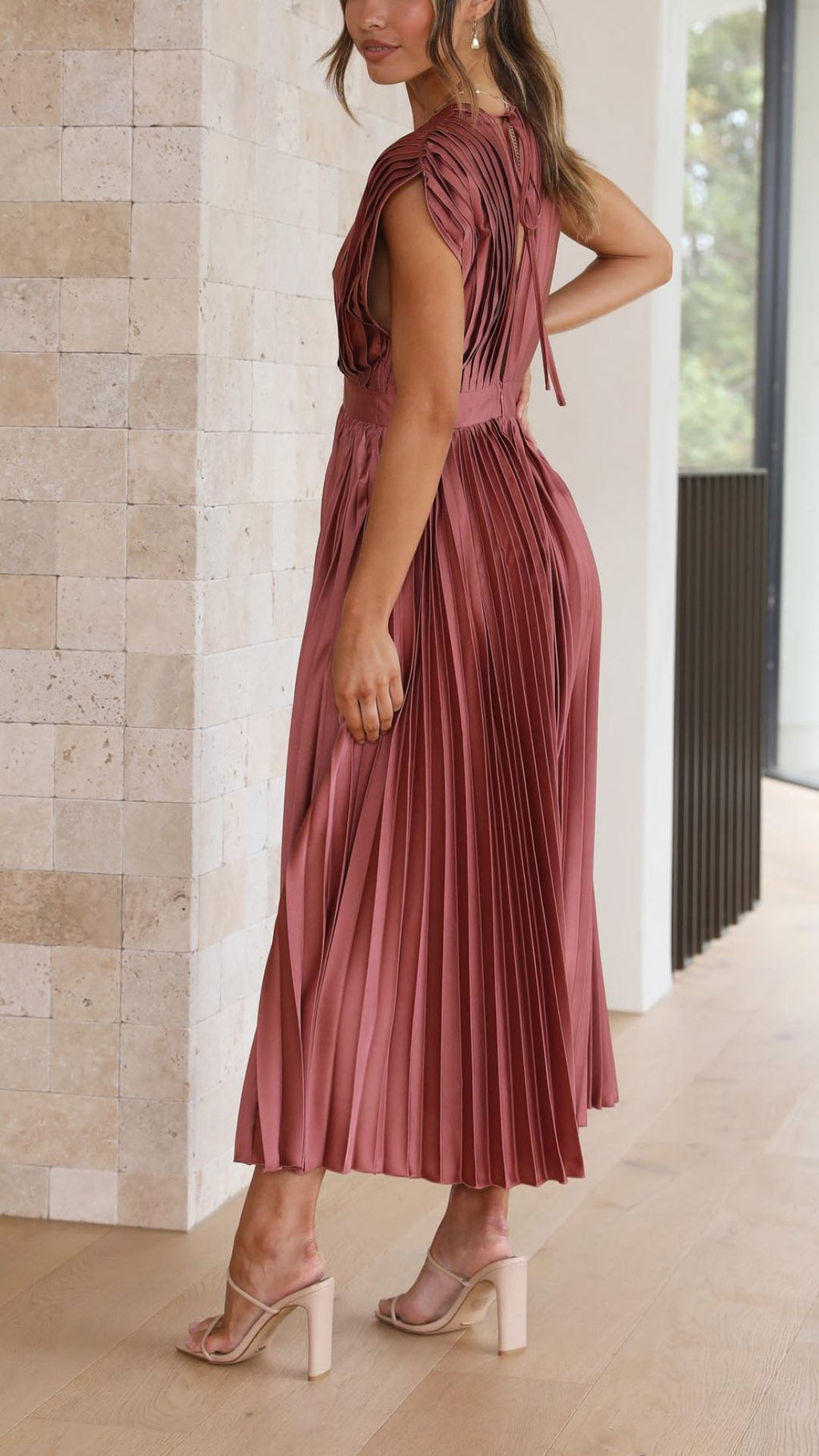 Carolina | Pleated V-Neck Midi Dress