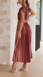 Carolina | Pleated V-Neck Midi Dress