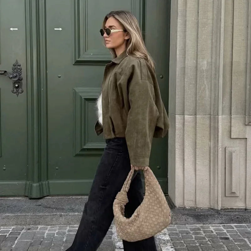 Celeste | Oversized Cropped Bomber Jacket