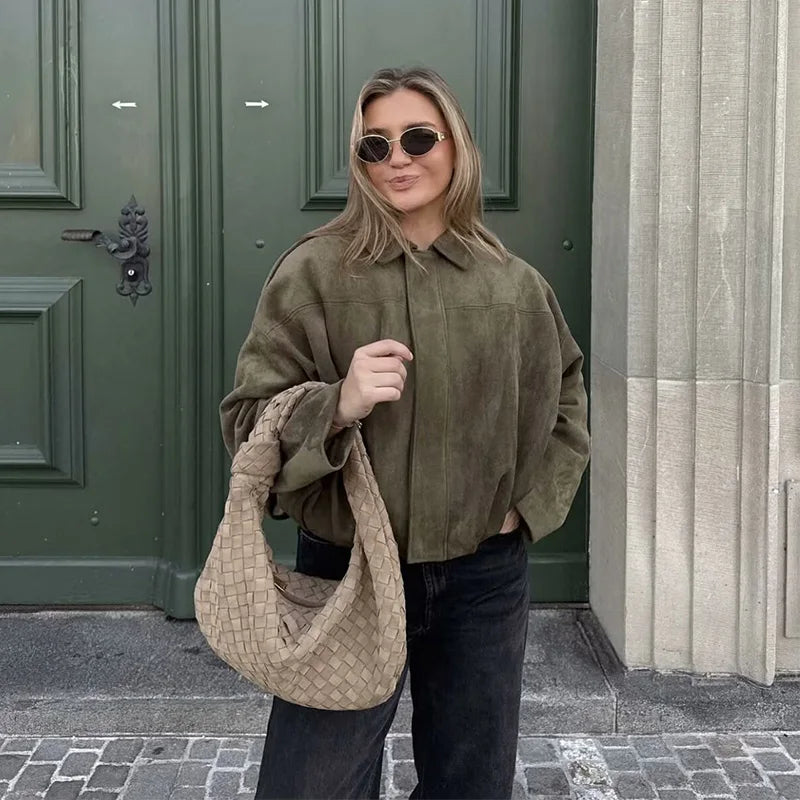 Celeste | Oversized Cropped Bomber Jacket