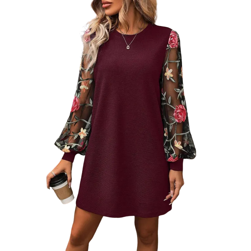 Celia | Relaxed Fit Bishop Sleeve Embroidered Dress