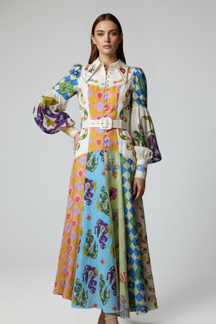 Chiara | Flowing V-Neck Long Sleeve Maxi Dress