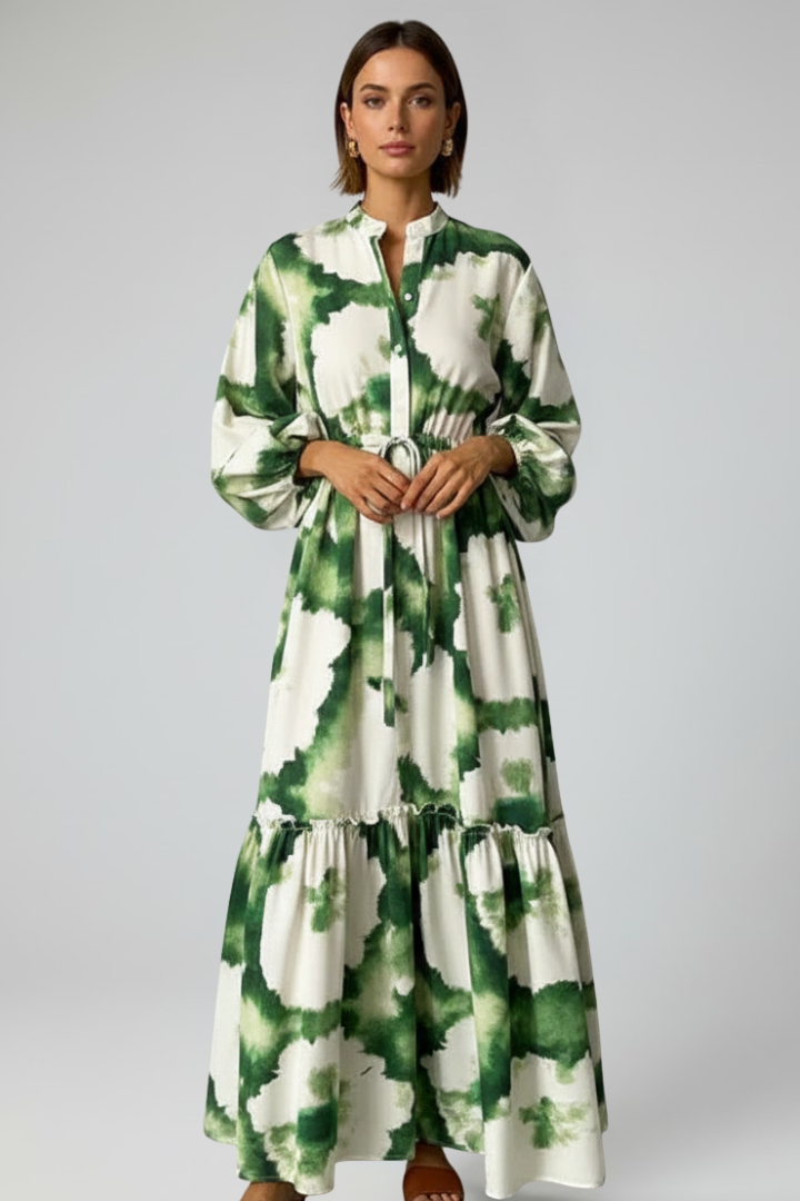 Chiara | Flowing V-Neck Long Sleeve Maxi Dress