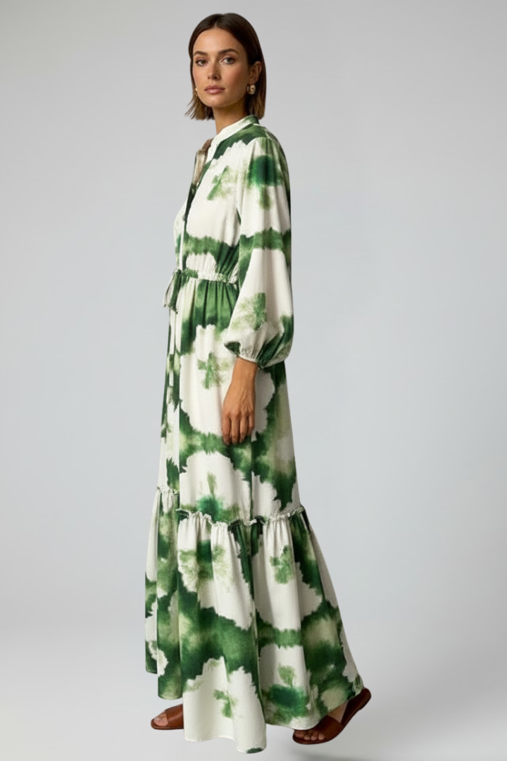 Chiara | Flowing V-Neck Long Sleeve Maxi Dress