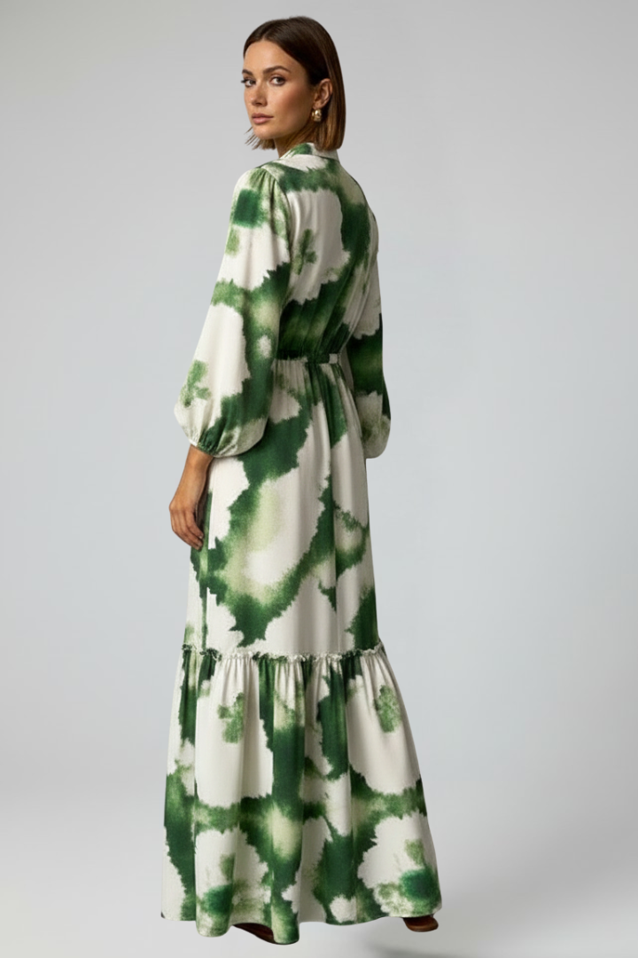 Chiara | Flowing V-Neck Long Sleeve Maxi Dress