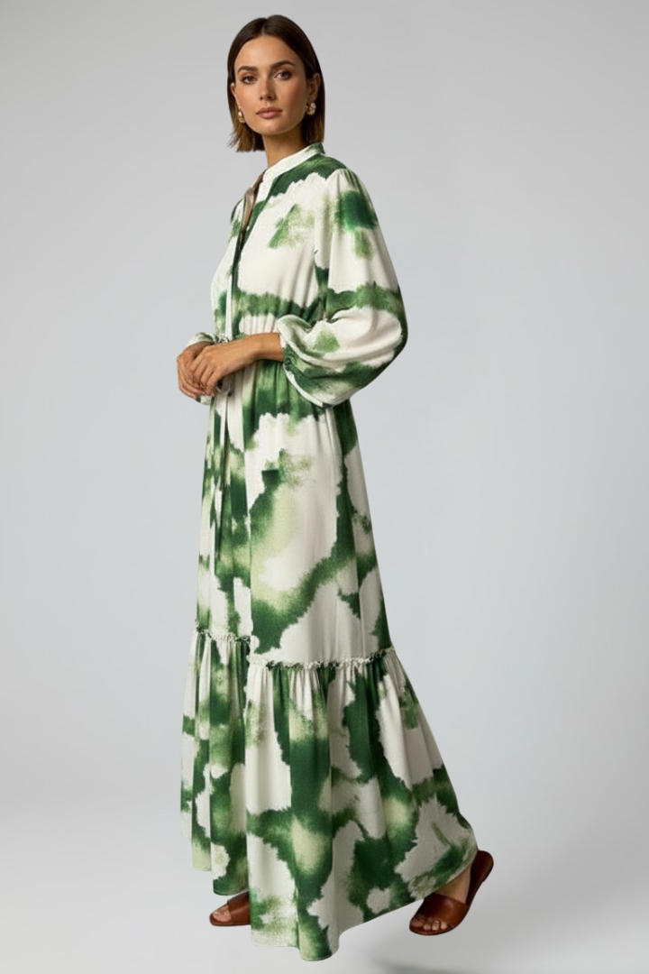 Chiara | Flowing V-Neck Long Sleeve Maxi Dress