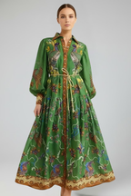 Chiara | Flowing V-Neck Long Sleeve Maxi Dress