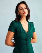 Clarissa | Relaxed Fit V Neck Button-Up Summer Dress