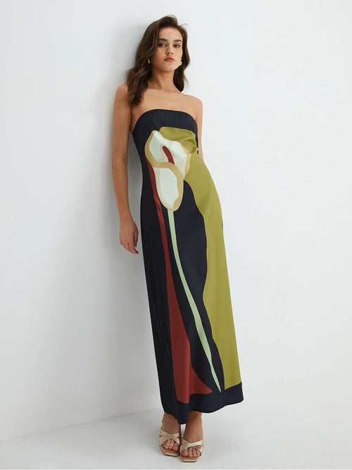 Clarissa | Strapless Printed Maxi Dress