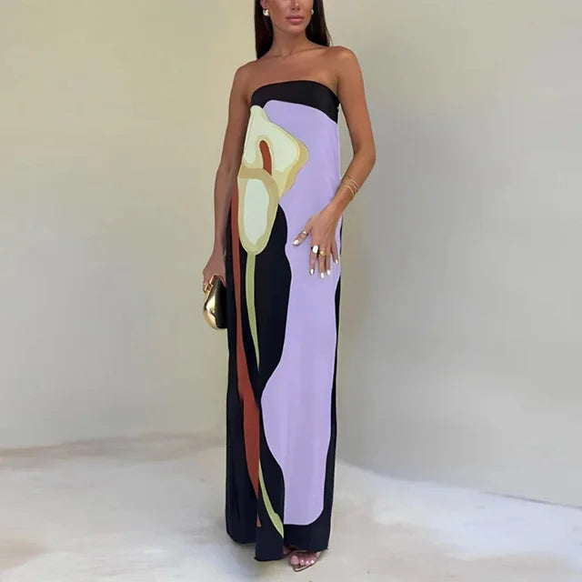 Clarissa | Strapless Printed Maxi Dress
