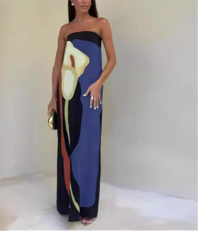 Clarissa | Strapless Printed Maxi Dress