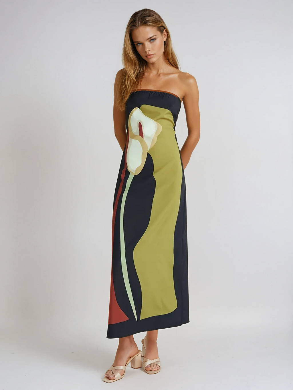Clarissa | Strapless Printed Maxi Dress