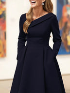 Cleo | A-Line High Waist Pleated V-Neck Maxi Dress