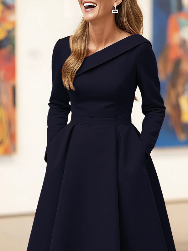 Cleo | A-Line High Waist Pleated V-Neck Maxi Dress