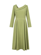 Cleo | A-Line High Waist Pleated V-Neck Maxi Dress
