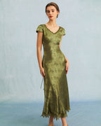 Cleo | Slim Fit Jacquard Cap Sleeve Wedding Guest Dress