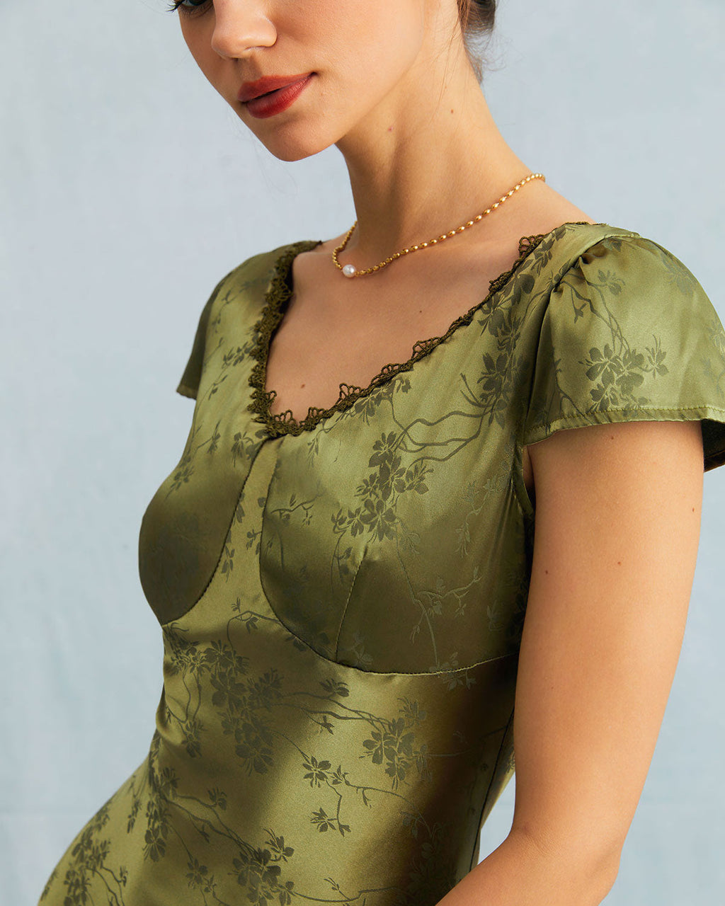 Cleo | Slim Fit Jacquard Cap Sleeve Wedding Guest Dress