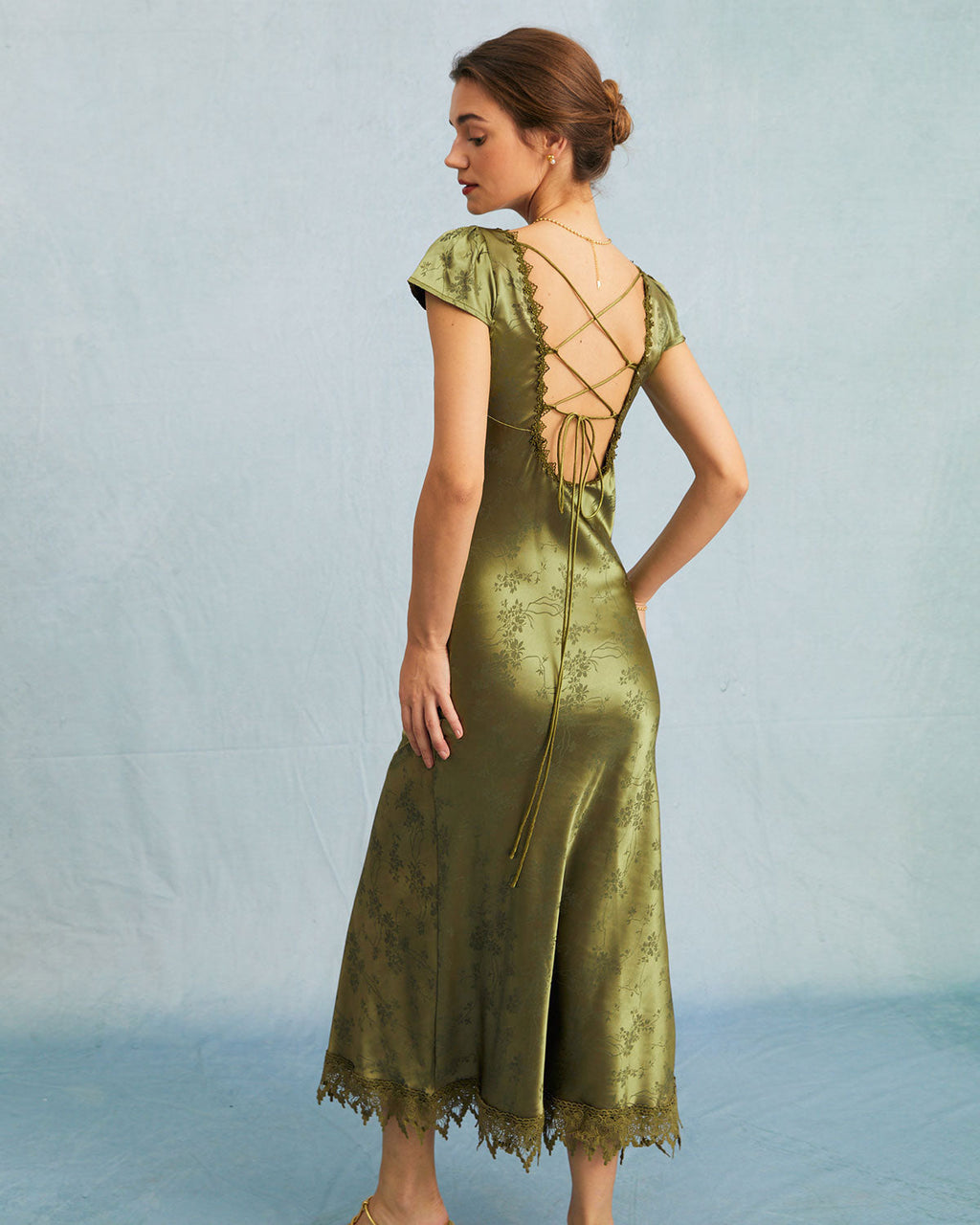 Cleo | Slim Fit Jacquard Cap Sleeve Wedding Guest Dress