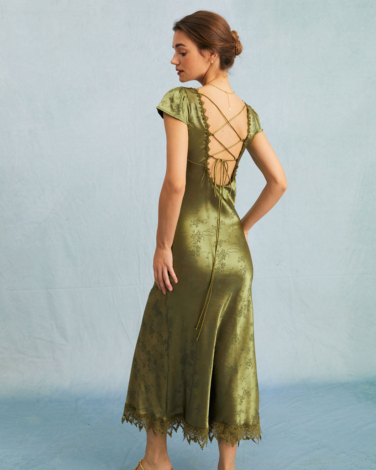 Cleo | Slim Fit Jacquard Cap Sleeve Wedding Guest Dress