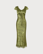 Cleo | Slim Fit Jacquard Cap Sleeve Wedding Guest Dress